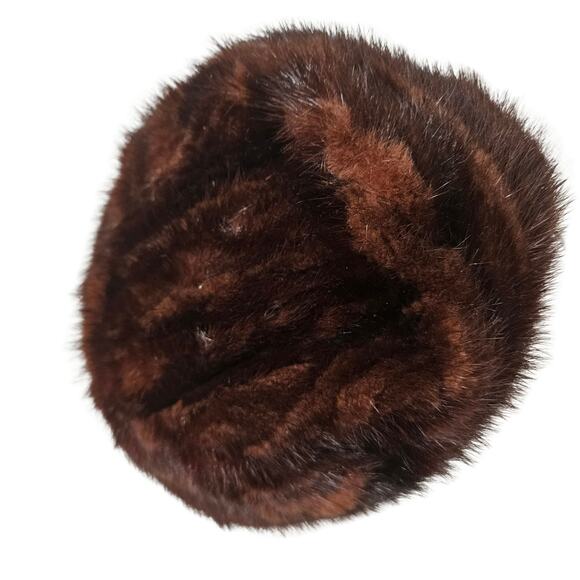 1950s Genuine Mink Fur Chestnut Dark Brown Livingston Bros Ladies Cloche Hat OS - Picture 8 of 8